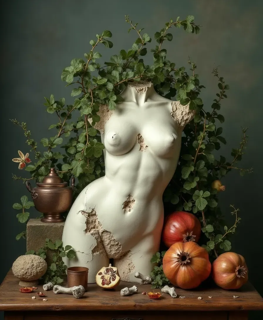 A vanitas fragment — a sculptural study of decay and ornament.